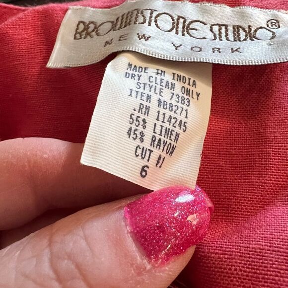 Vtg Brownstone Studio pinky-red bead embellished hook & eye closure cardigan - Picture 7 of 7